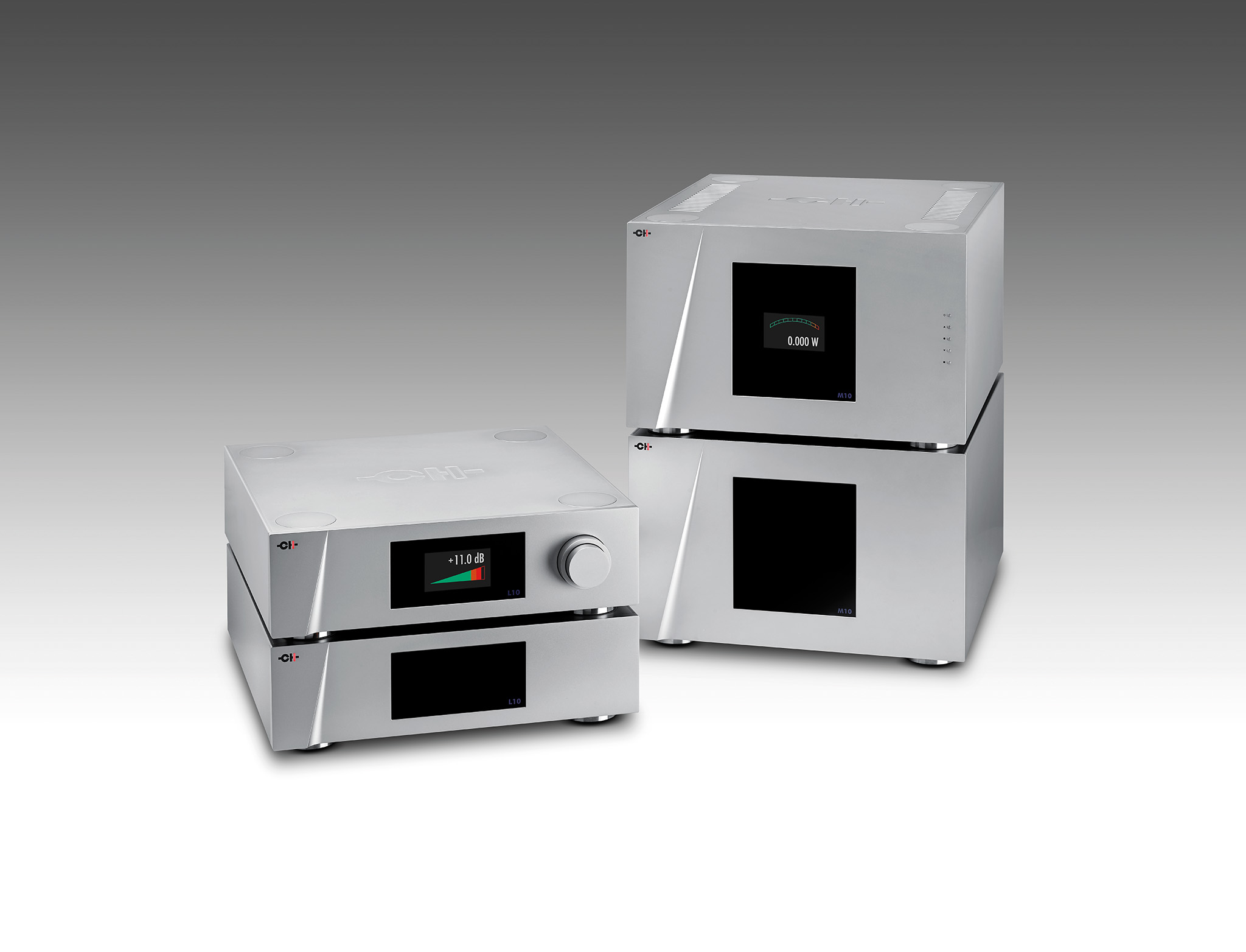 CH Precision M10 Power Amplifier & Power Supply with L10 Preamplifier & Power Supply (Power & volume screens)